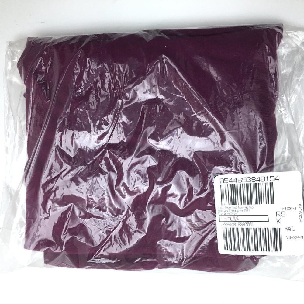 NEW Susan Graver Plum Purple Dress Cool Touch Mock Neck Swing Dress XXS - Picture 8 of 12